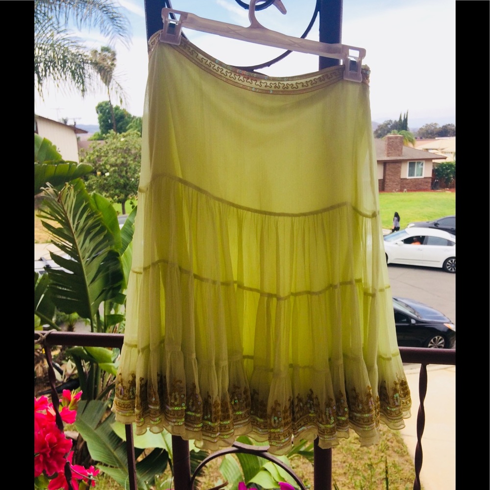 Free people gypsy embellished silk skirt s/m